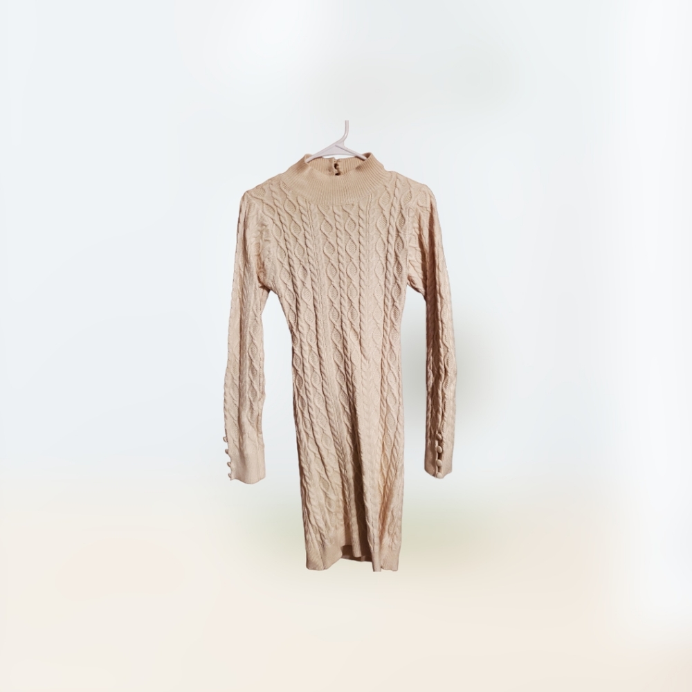 Fashion Nova Sweater Mini Dress, Size M In Cream